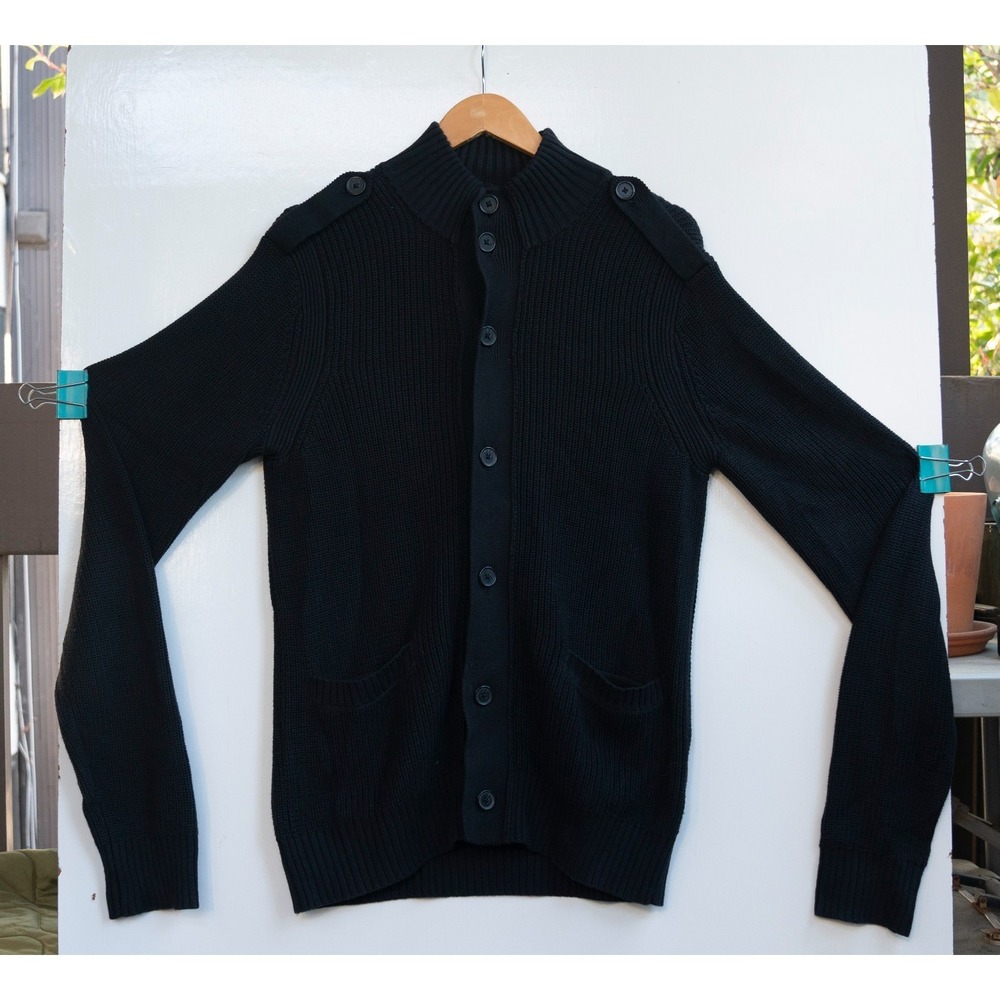 Kenneth Cole New York Cardigan Sweater Black Button‎ Up Men's Size M